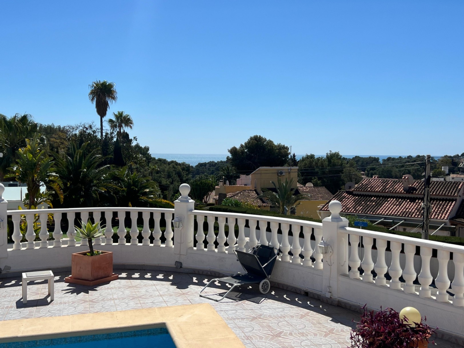 Private pool terrace with open views at villa in Buena Vista Benissa