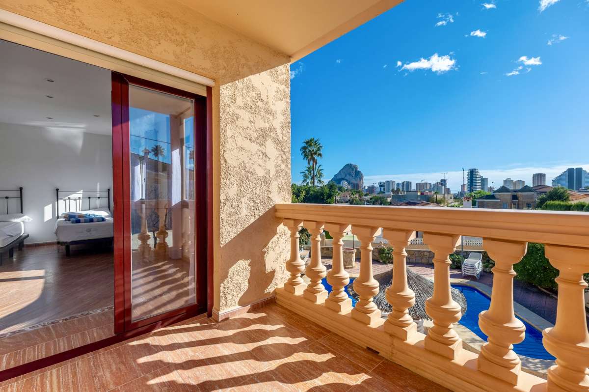 Private sunny terrace with open views from a guest apartment at a spacious villa in Calpe.