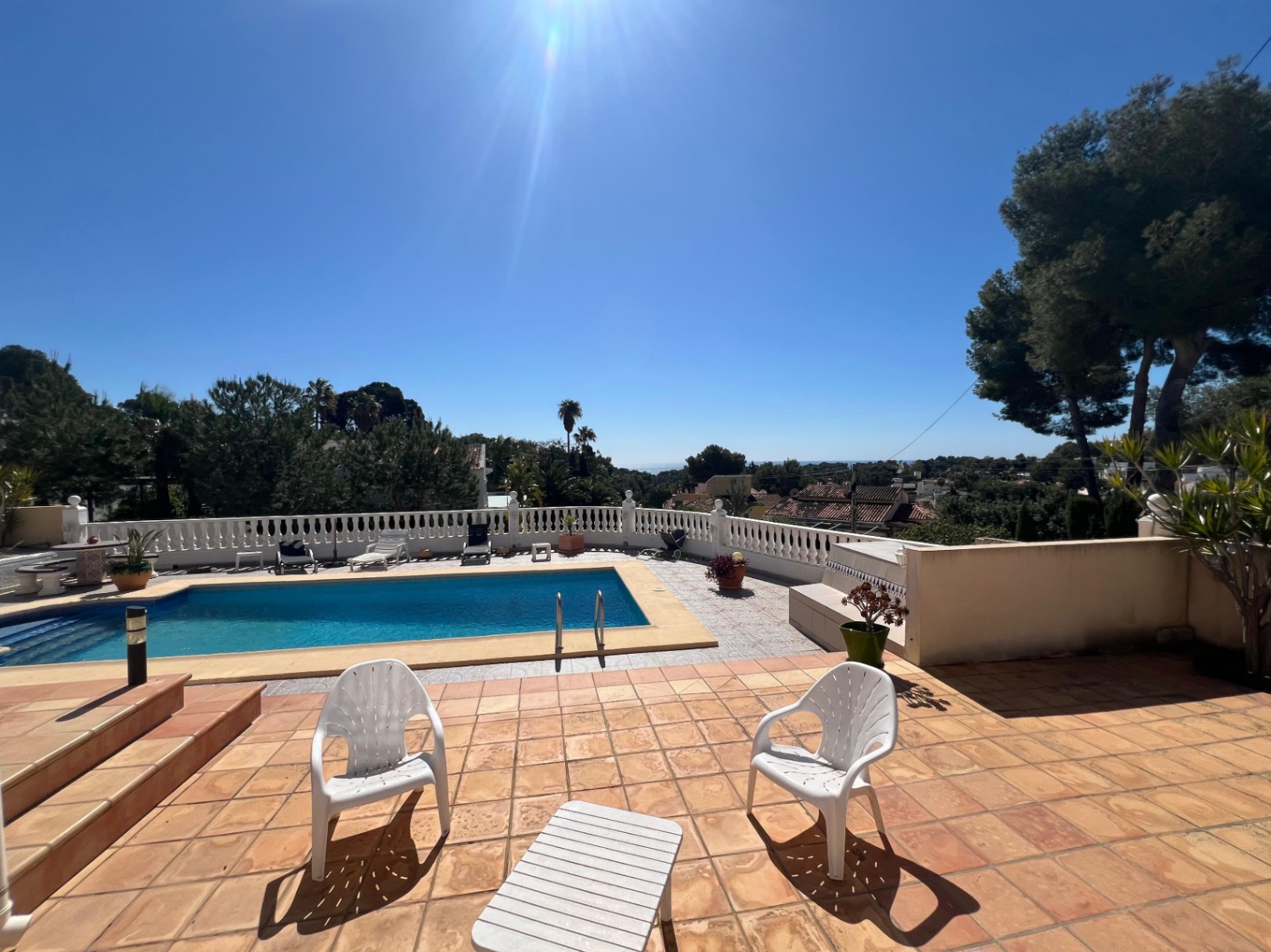 Private swimming pool and sun terrace at villa in Buena Vista Benissa