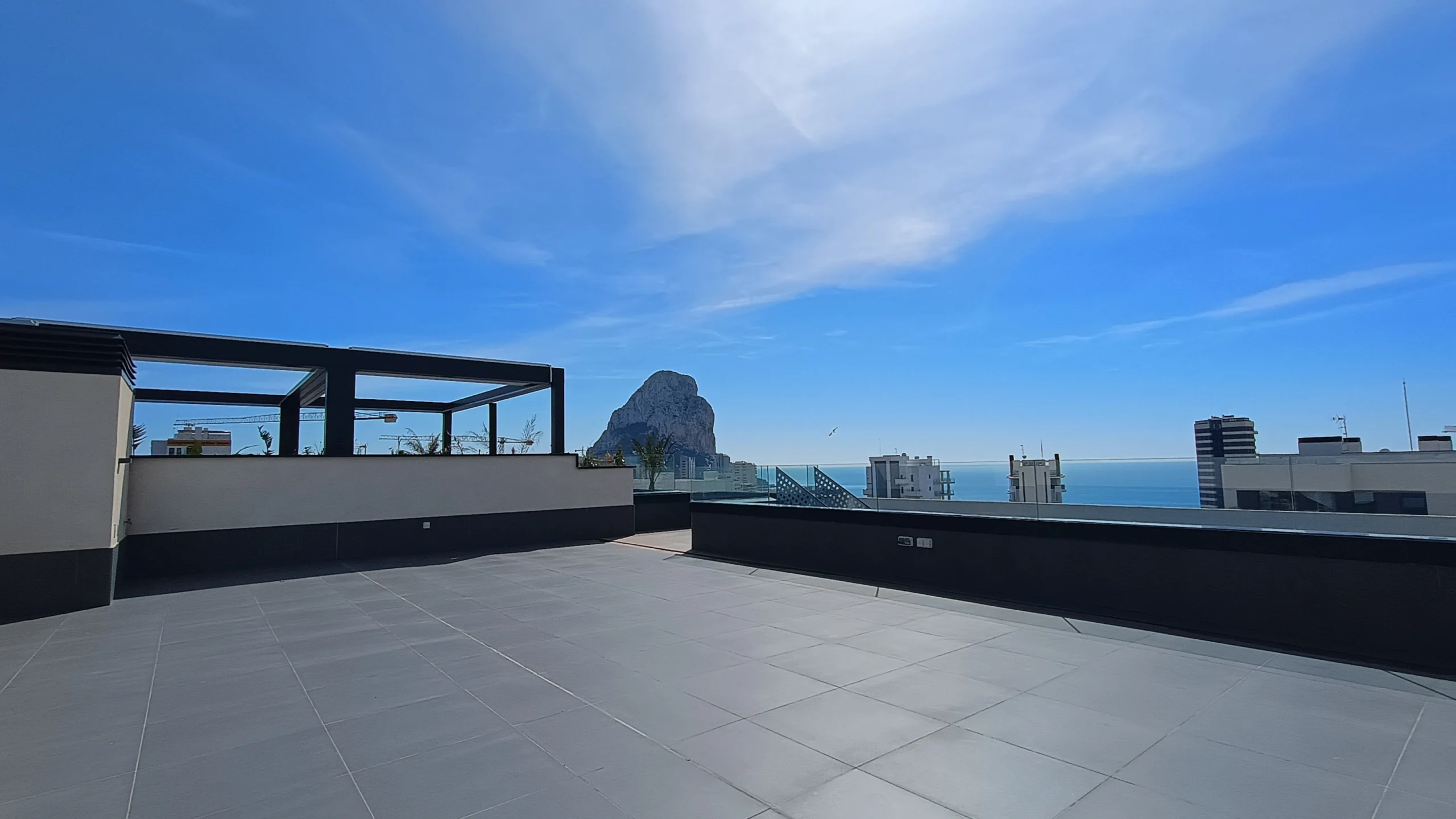 Rooftop terrace with panoramic sea views at luxury penthouse in Calpe