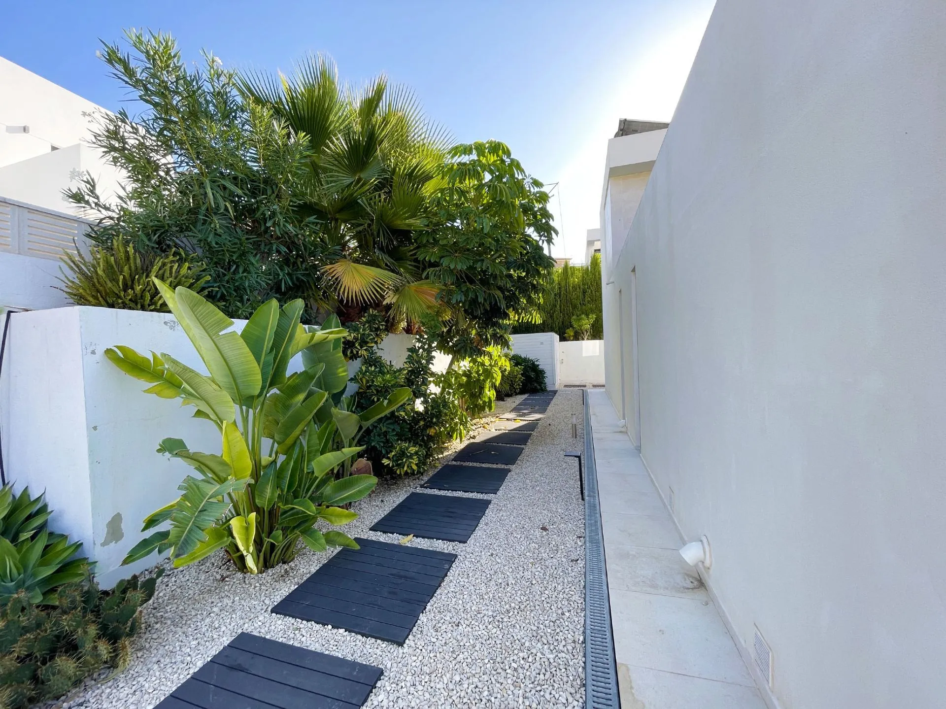 Side garden path at modern villa in Calpe