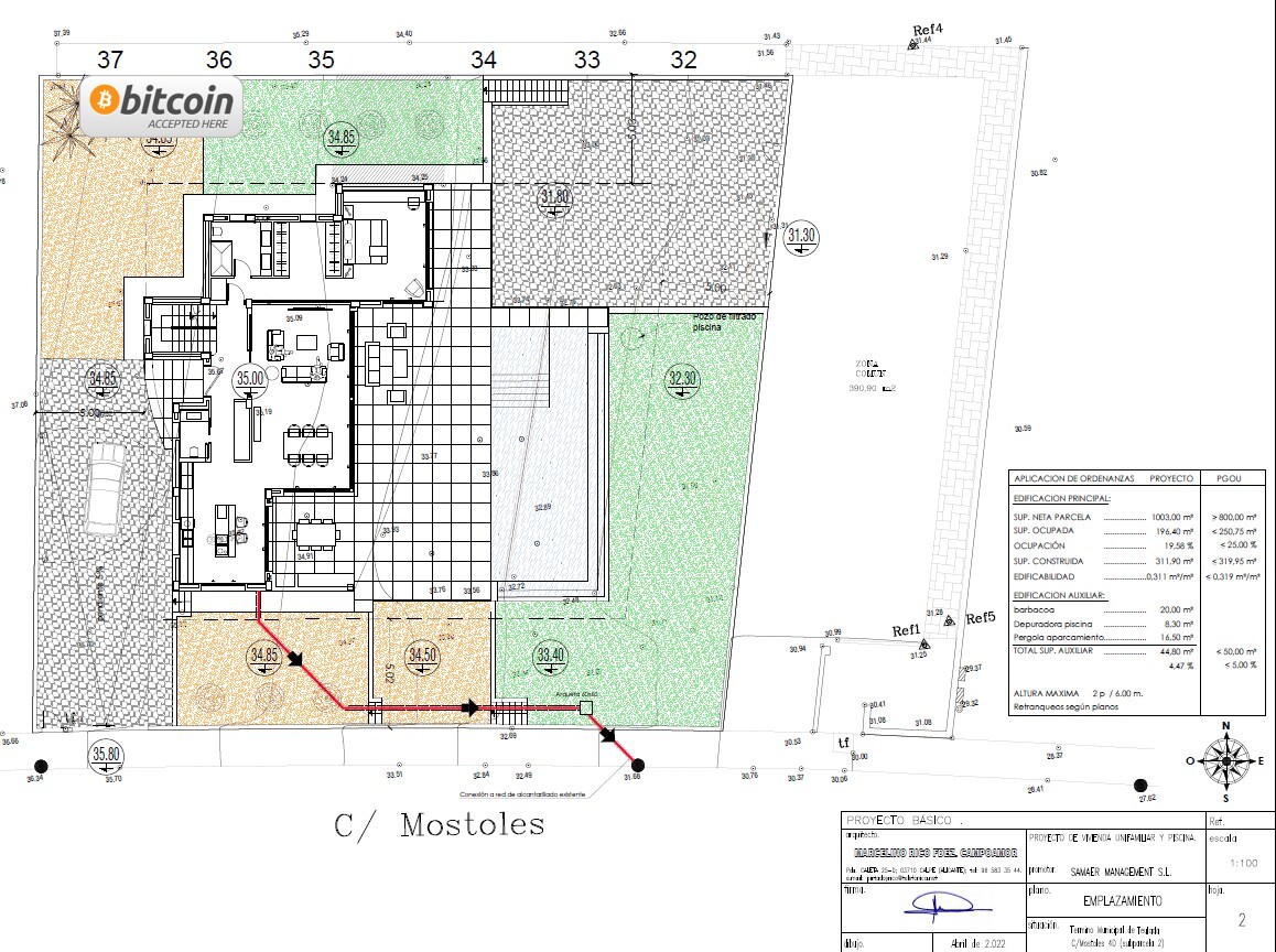 Site plan for luxury new build villa with pool in Moraira