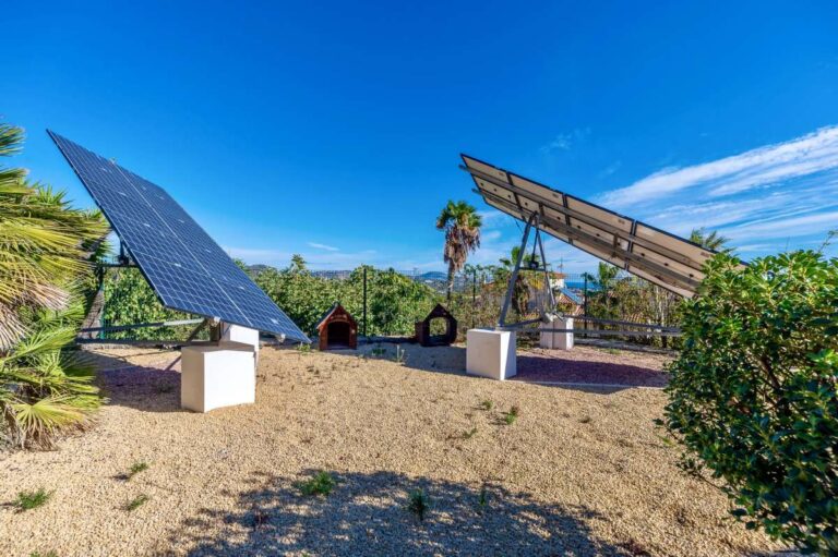 Solar panel installation at a private villa in Calpe with Mediterranean garden and mountain views