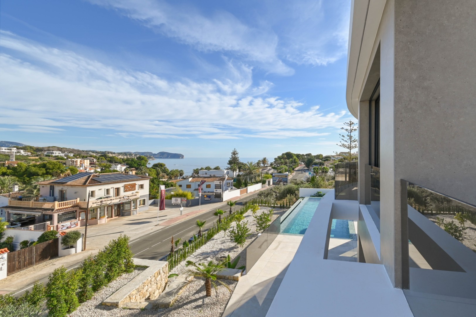 Upper terrace with open views at luxury villa near La Fustera Beach