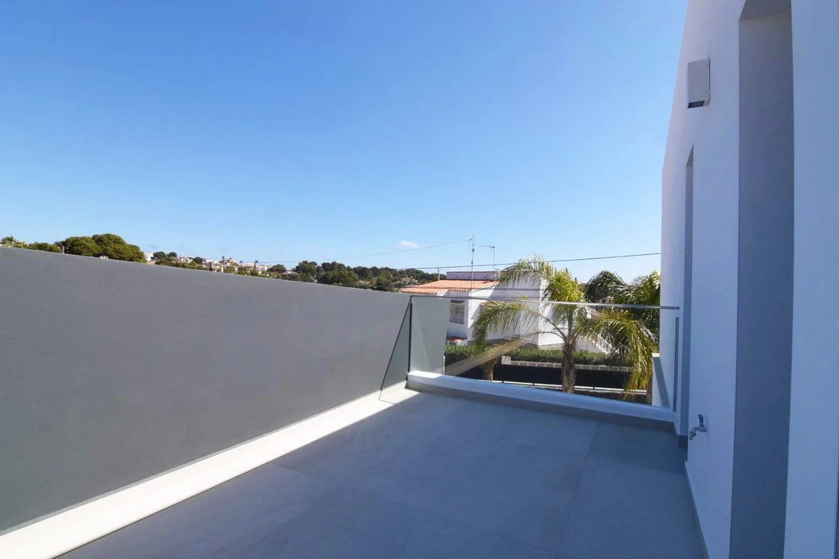 Upper terrace with open views at modern villa in Calpe