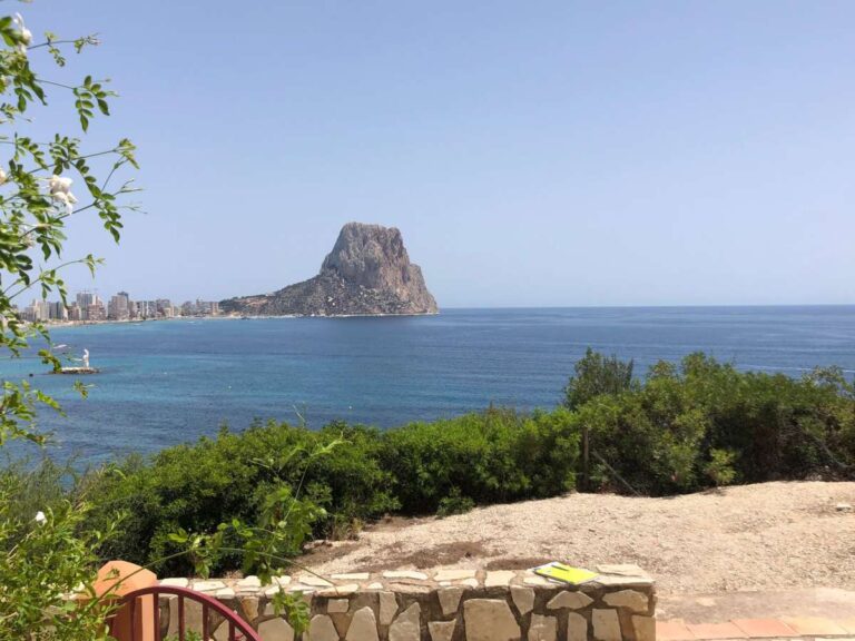 Views across the Mediterranean Sea towards the Peñón de Ifach from a townhouse in Calpe