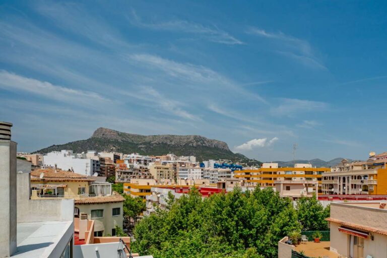 Views from a renovated apartment in Arenal-Bol, Calpe towards the town, mountains and surrounding residential area