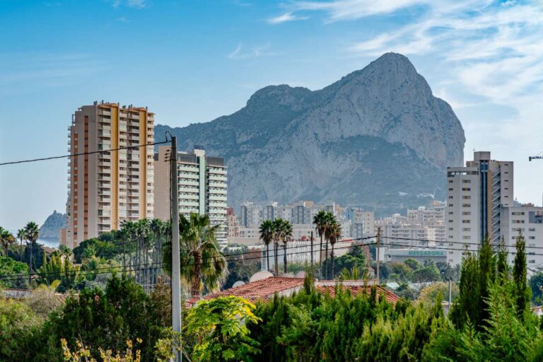 Views of the Peñón de Ifach and Calpe skyline from a villa terrace on the Costa Blanca