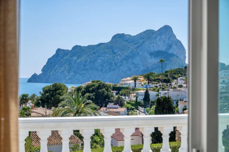 Views of the Peñón de Ifach and the sea from a bedroom in a villa in Calpe.