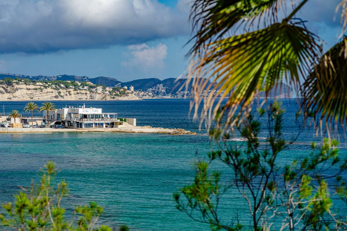 Views towards Les Bassetes marina and the Mediterranean Sea from a frontline villa on the Benissa Coast.