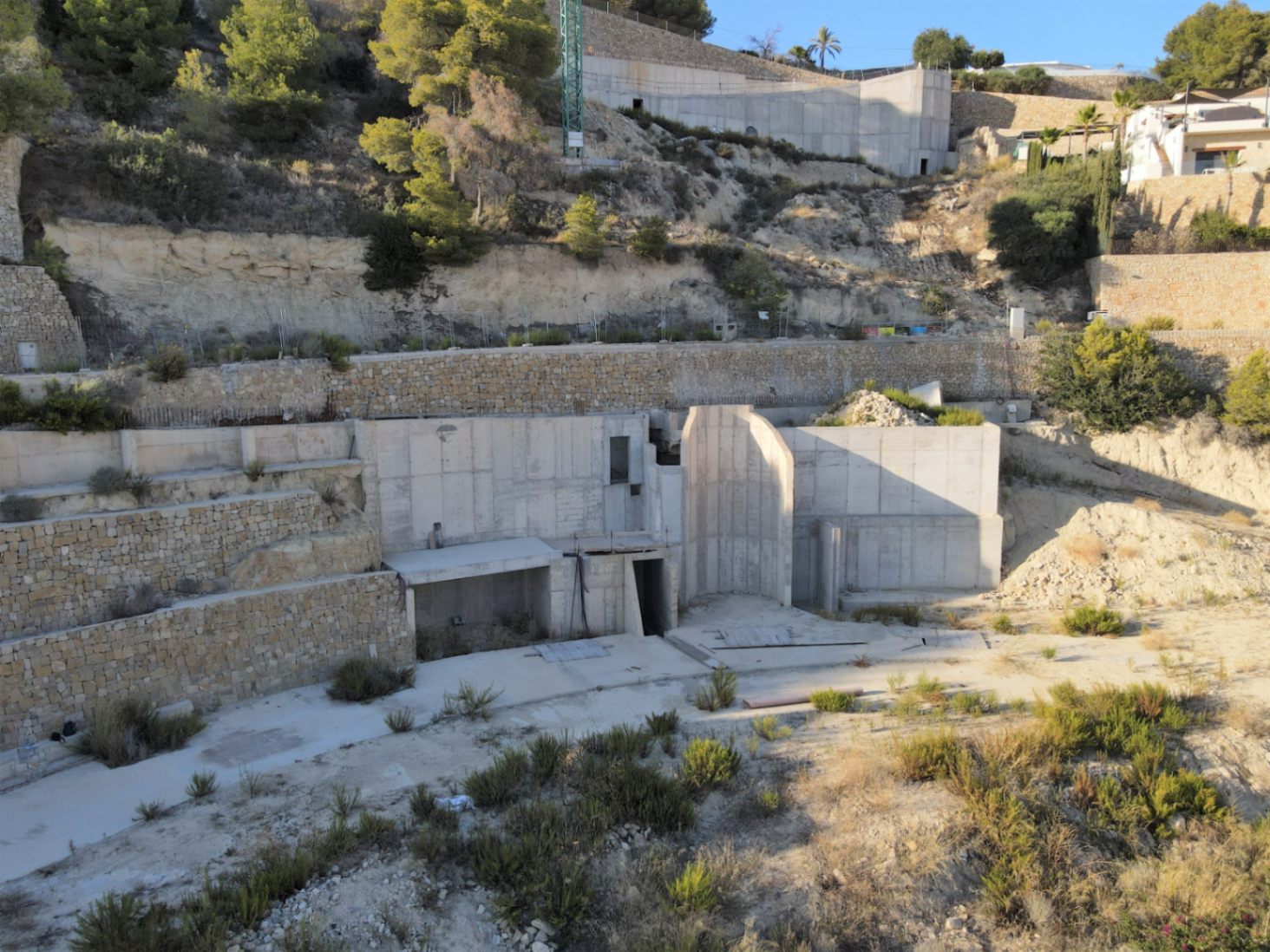 Villa construction site with terraced garden area in Benissa