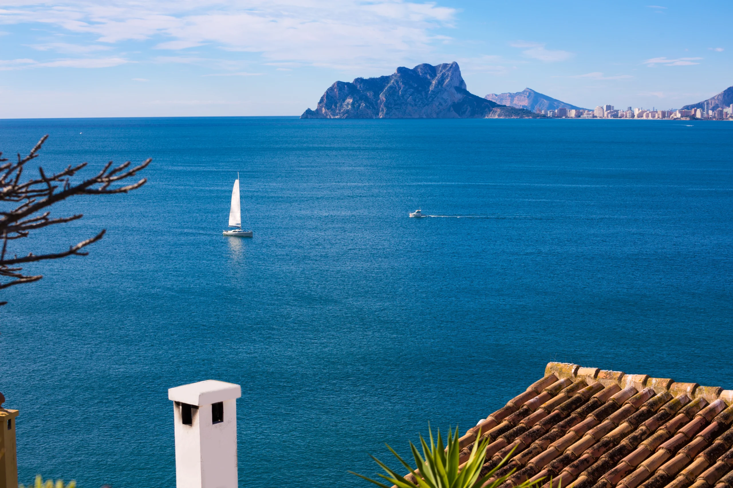 Panoramic view across Calpe from Peñón de Ifach